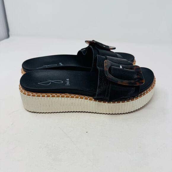 Joie Lyla Black Leather Slide Sandals Platform Buckle Detail Size 7.5 - Picture 6 of 11